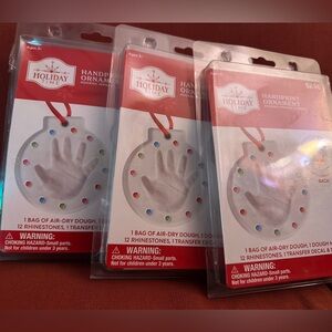 3 Holiday Time Handprint Ornament Kits - White
